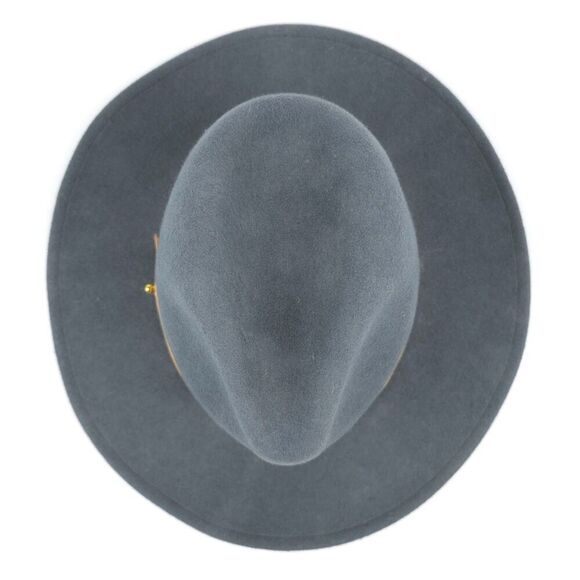 A LACK OF COLOR Rocco Wool Fedora Western Cowgirl Boho Hat Gray Tan Leather 57cm main image 7